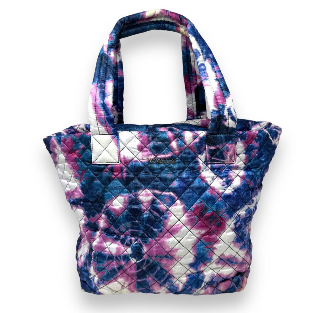MZ Wallace Medium Metro Quilted Festival Print Blue Purple White Tote Bag - Picture 2 of 14
